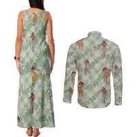Mint Palaka Hula Girls Seamless Hawaii Aloha Couples Matching Tank Maxi Dress and Long Sleeve Button Shirt LT7 - Polynesian Pride
