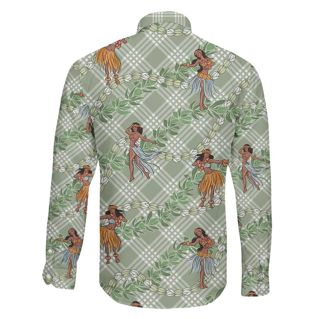 Mint Palaka Hula Girls Seamless Hawaii Aloha Family Matching Off Shoulder Short Dress and Hawaiian Shirt LT7 - Polynesian Pride