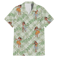 Mint Palaka Hula Girls Seamless Hawaii Aloha Family Matching Tank Maxi Dress and Hawaiian Shirt LT7 Dad's Shirt - Short Sleeve Mint - Polynesian Pride