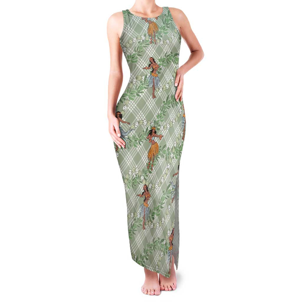 Mint Palaka Hula Girls Seamless Hawaii Aloha Family Matching Tank Maxi Dress and Hawaiian Shirt LT7 Mom's Dress Mint - Polynesian Pride