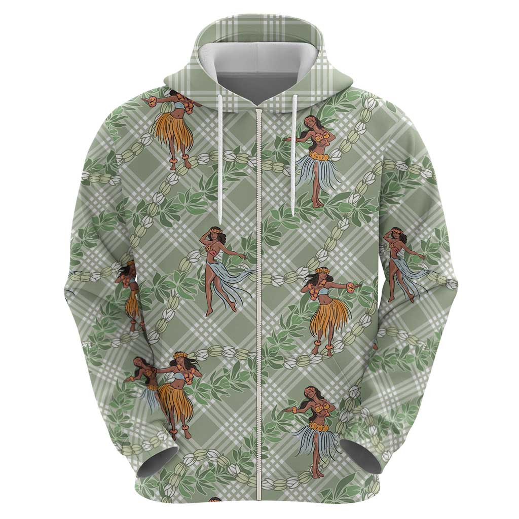 Mint Palaka Hula Girls Seamless Hawaii Aloha Hoodie - Polynesian Pride