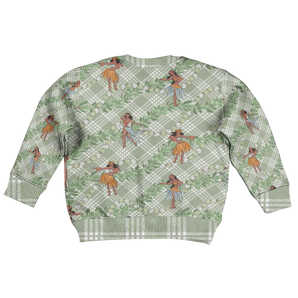 Mint Palaka Hula Girls Seamless Hawaii Aloha Kid Ugly Christmas Sweater LT7 - Polynesian Pride
