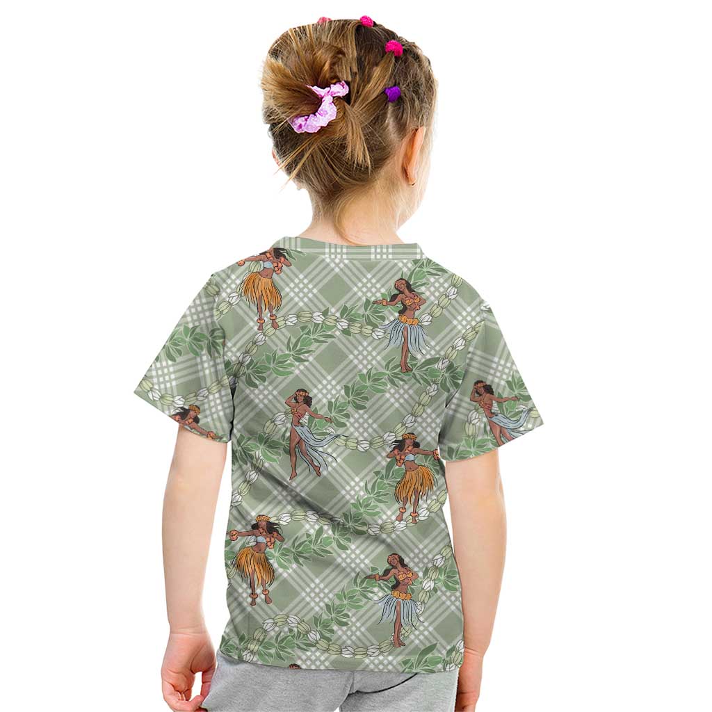 Mint Palaka Hula Girls Seamless Hawaii Aloha Kid T Shirt - Polynesian Pride