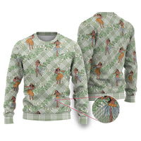 Mint Palaka Hula Girls Seamless Hawaii Aloha Ugly Christmas Sweater LT7 Mint - Polynesian Pride