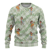 Mint Palaka Hula Girls Seamless Hawaii Aloha Ugly Christmas Sweater LT7 - Polynesian Pride