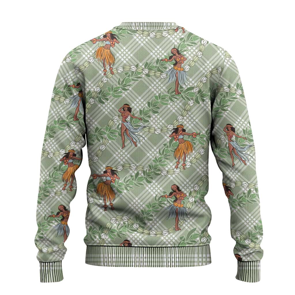 Mint Palaka Hula Girls Seamless Hawaii Aloha Ugly Christmas Sweater LT7 - Polynesian Pride