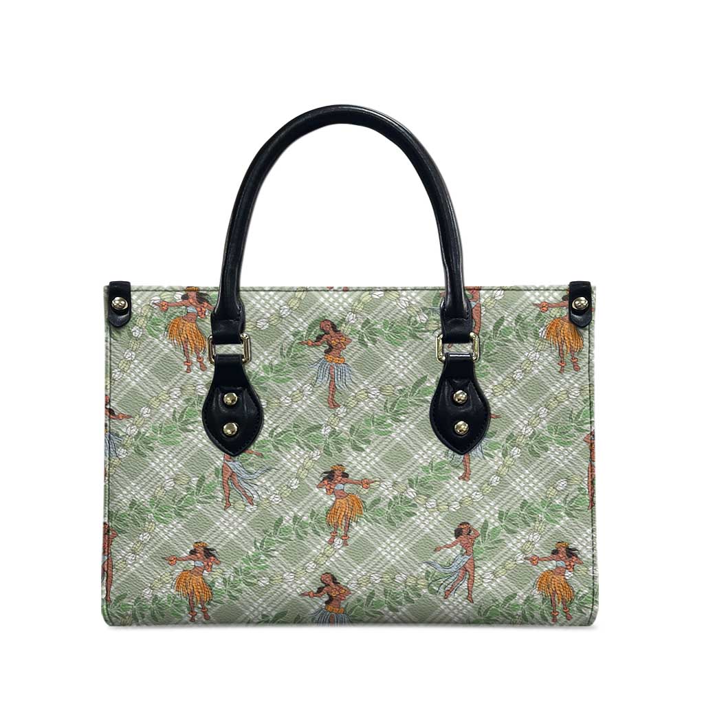 Mint Palaka Hula Girls Seamless Hawaii Aloha Leather Bag - Polynesian Pride