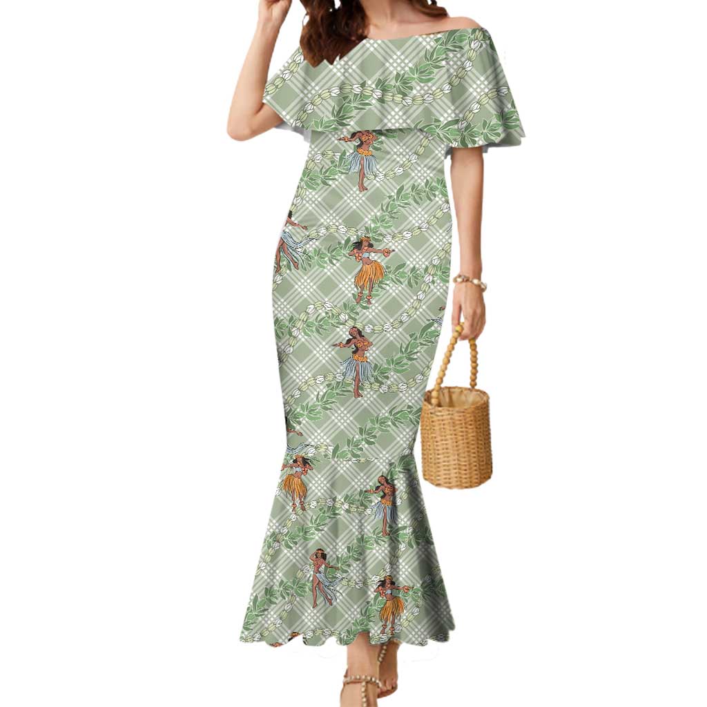 Mint Palaka Hula Girls Seamless Hawaii Aloha Mermaid Dress - Polynesian Pride