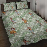 Mint Palaka Hula Girls Seamless Hawaii Aloha Quilt Bed Set LT7 Mint - Polynesian Pride