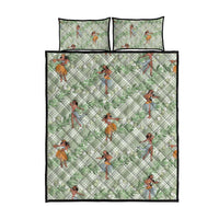 Mint Palaka Hula Girls Seamless Hawaii Aloha Quilt Bed Set LT7 - Polynesian Pride