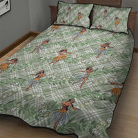 Mint Palaka Hula Girls Seamless Hawaii Aloha Quilt Bed Set LT7 - Polynesian Pride