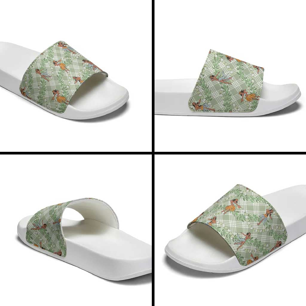 Mint Palaka Hula Girls Seamless Hawaii Aloha Slide Sandals LT7 - Polynesian Pride