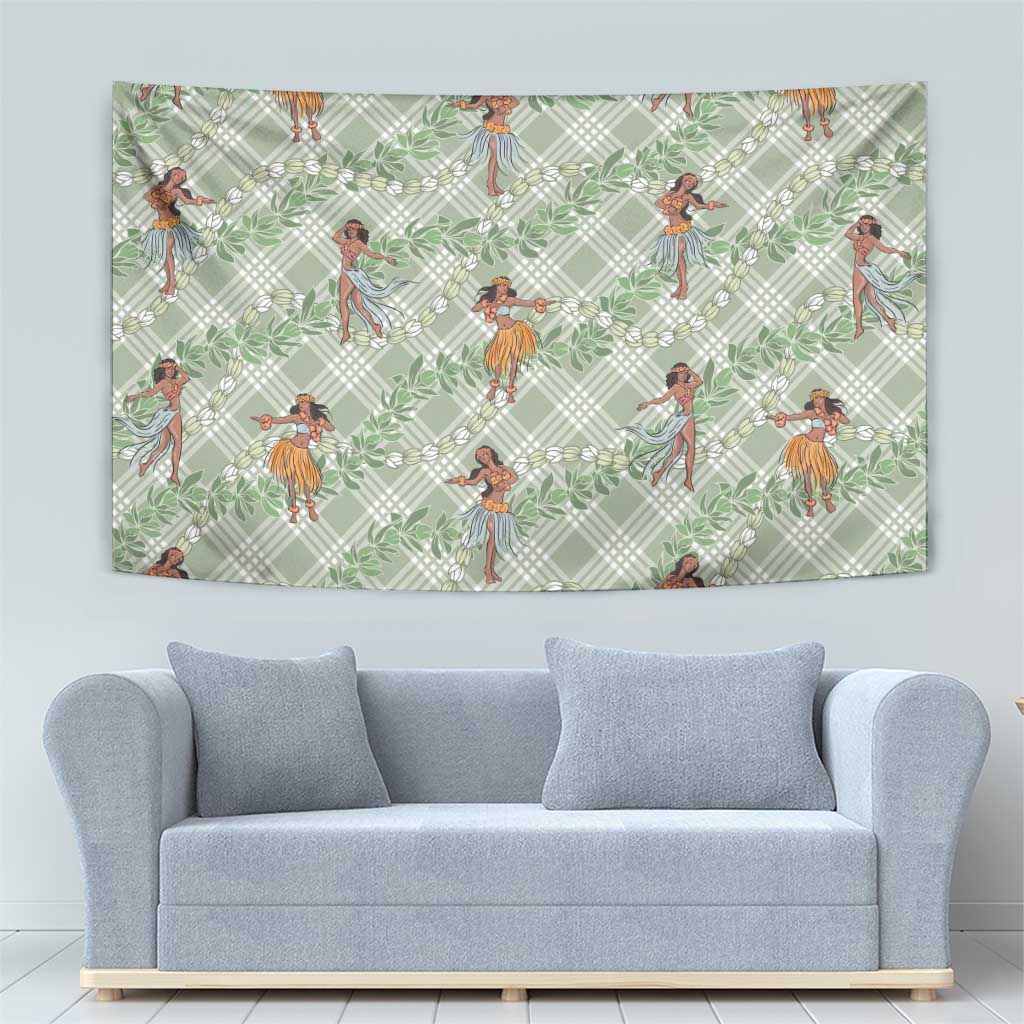 Mint Palaka Hula Girls Seamless Hawaii Aloha Tapestry LT7 - Polynesian Pride