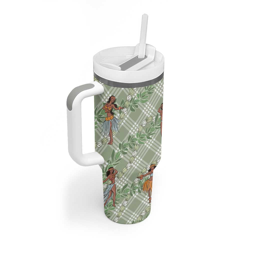 Mint Palaka Hula Girls Seamless Hawaii Aloha Tumbler With Handle - Polynesian Pride