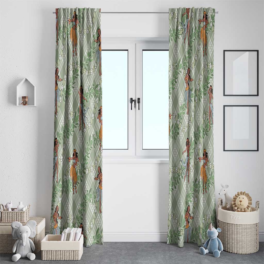 Mint Palaka Hula Girls Seamless Hawaii Aloha Window Curtain - Polynesian Pride