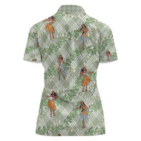 Mint Palaka Hula Girls Seamless Hawaii Aloha Women Polo Shirt - Polynesian Pride
