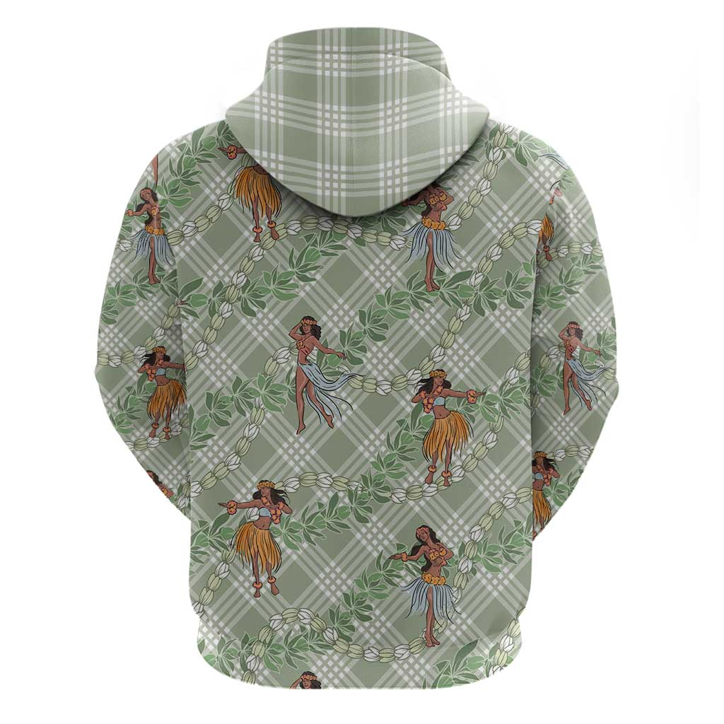 Mint Palaka Hula Girls Seamless Hawaii Aloha Zip Hoodie - Polynesian Pride