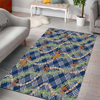Navy Blue Palaka Hula Girls Seamless Hawaii Aloha Area Rug - Polynesian Pride