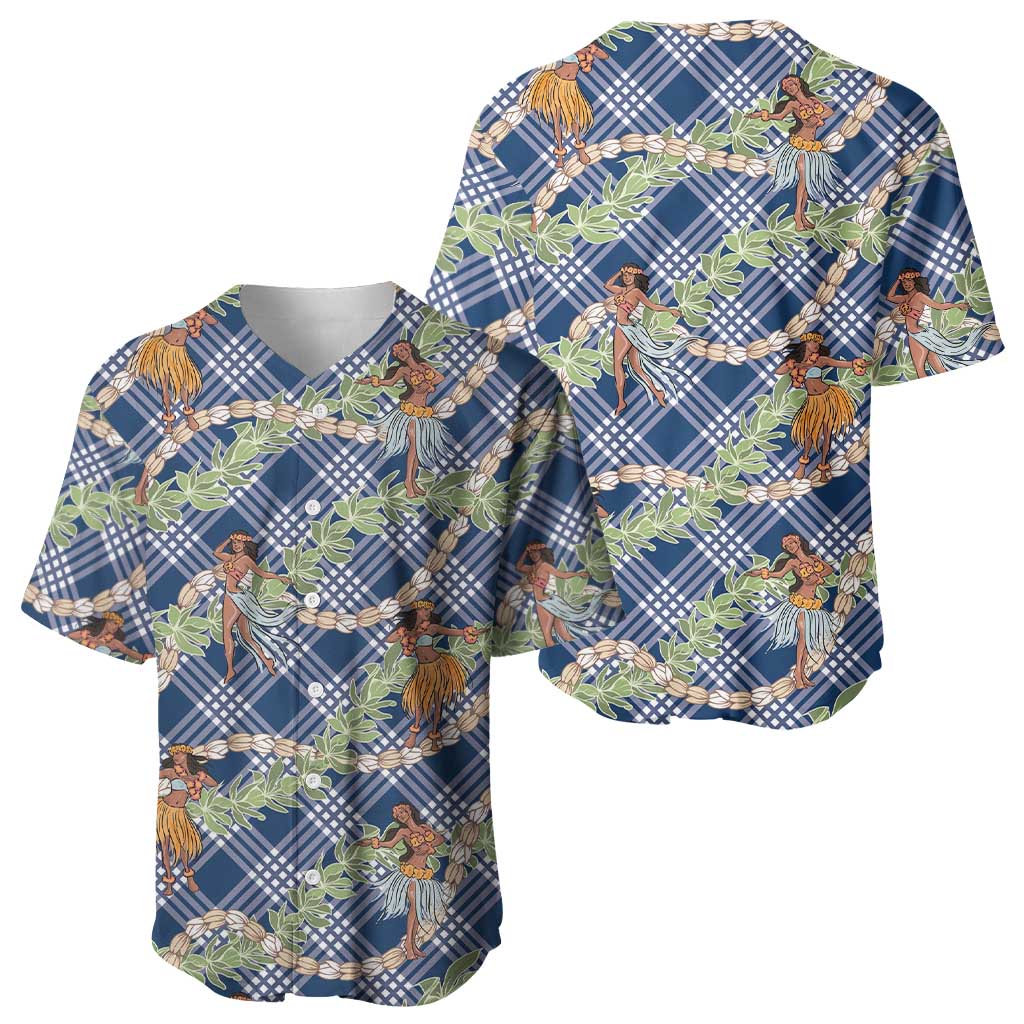 Navy Blue Palaka Hula Girls Seamless Hawaii Aloha Baseball Jersey - Polynesian Pride