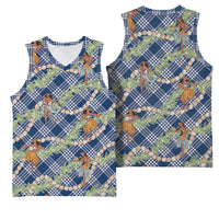 Navy Blue Palaka Hula Girls Seamless Hawaii Aloha Basketball Jersey - Polynesian Pride