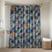 Navy Blue Palaka Hula Girls Seamless Hawaii Aloha Bathroom Set LT7 Shower Curtain Only Navy Blue - Polynesian Pride