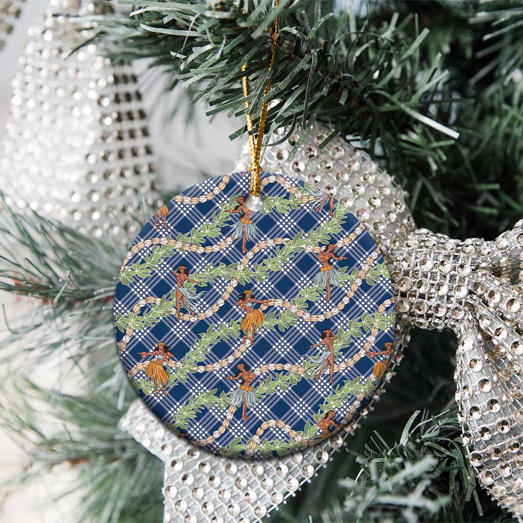 Navy Blue Palaka Hula Girls Seamless Hawaii Aloha Ceramic Ornament LT7 - Polynesian Pride