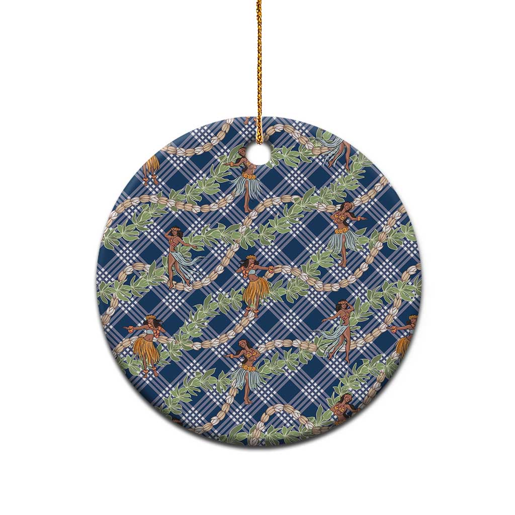 Navy Blue Palaka Hula Girls Seamless Hawaii Aloha Ceramic Ornament LT7 - Polynesian Pride