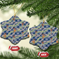 Navy Blue Palaka Hula Girls Seamless Hawaii Aloha Ceramic Ornament LT7 Snow Flake Navy Blue - Polynesian Pride