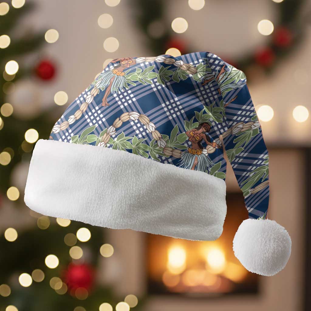 Navy Blue Palaka Hula Girls Seamless Hawaii Aloha Christmas Santa Hat - Polynesian Pride