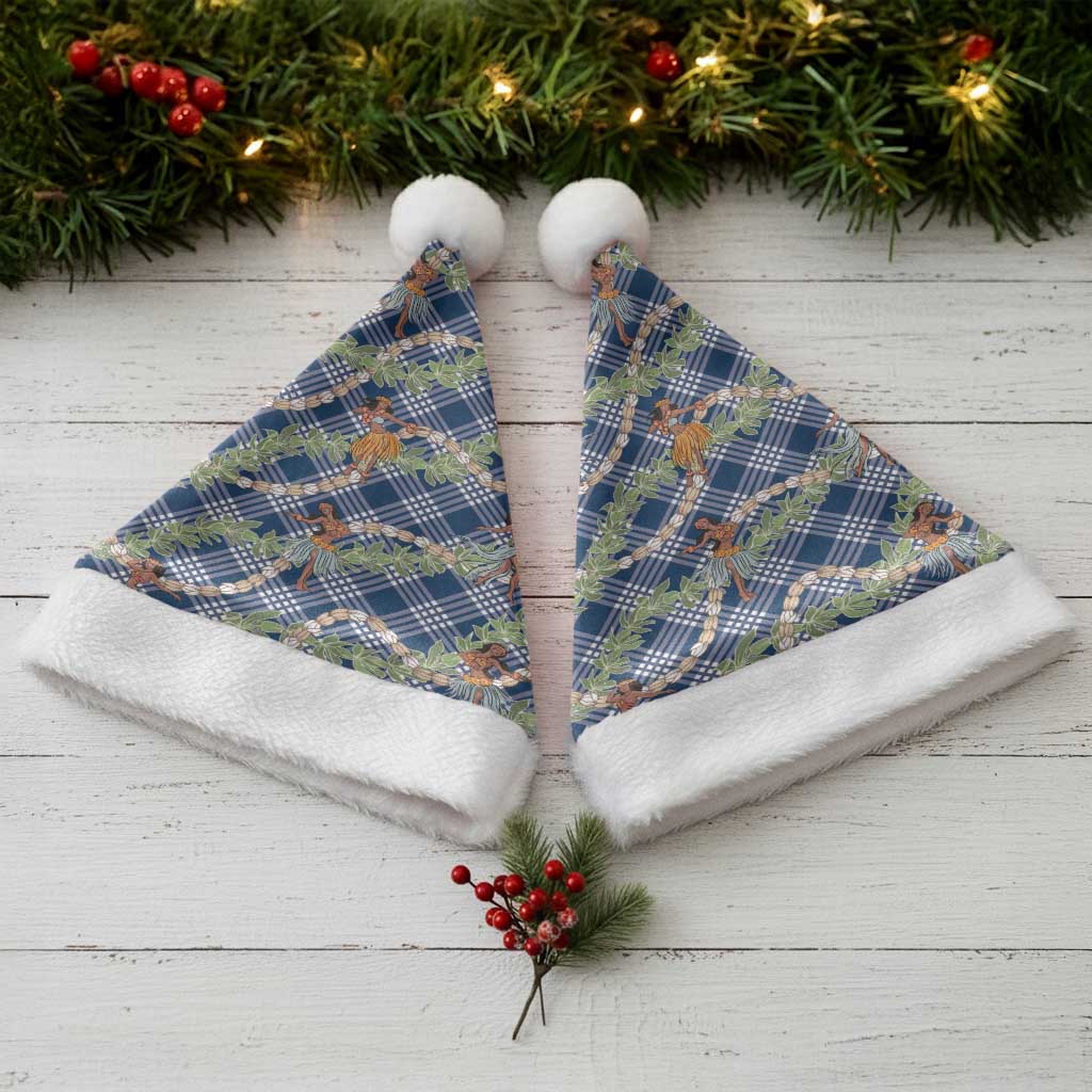 Navy Blue Palaka Hula Girls Seamless Hawaii Aloha Christmas Santa Hat - Polynesian Pride