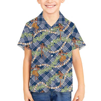 Navy Blue Palaka Hula Girls Seamless Hawaii Aloha Family Matching Mermaid Dress and Hawaiian Shirt LT7 Son's Shirt Navy Blue - Polynesian Pride