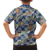 Navy Blue Palaka Hula Girls Seamless Hawaii Aloha Family Matching Puletasi and Hawaiian Shirt LT7 - Polynesian Pride
