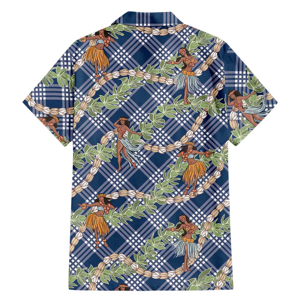 Navy Blue Palaka Hula Girls Seamless Hawaii Aloha Family Matching Summer Maxi Dress and Hawaiian Shirt LT7 - Polynesian Pride