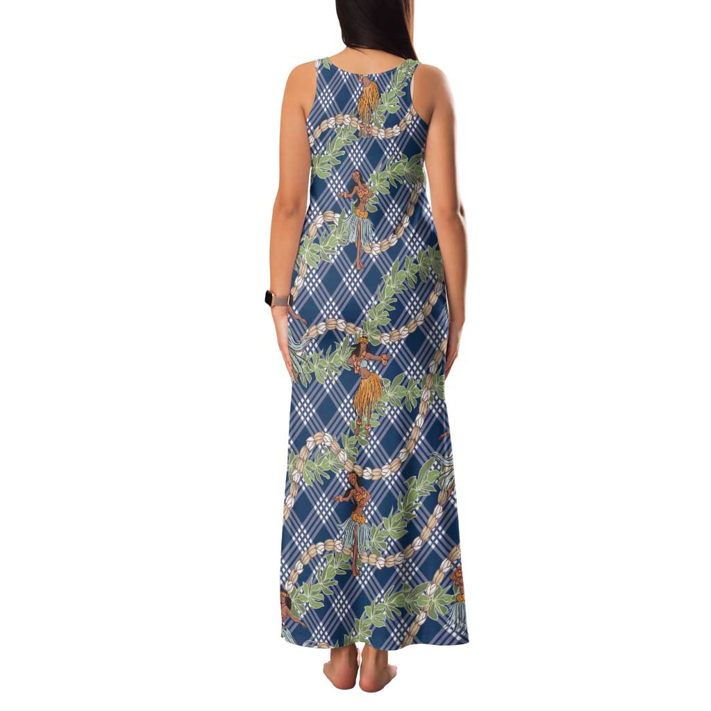 Navy Blue Palaka Hula Girls Seamless Hawaii Aloha Family Matching Tank Maxi Dress and Hawaiian Shirt LT7 - Polynesian Pride