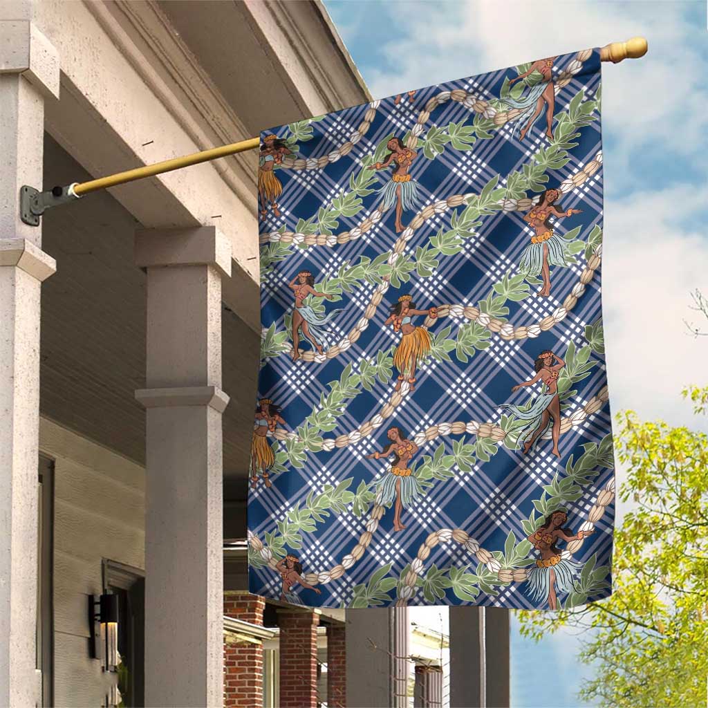 Navy Blue Palaka Hula Girls Seamless Hawaii Aloha Garden Flag LT7 House Flag Navy Blue - Polynesian Pride