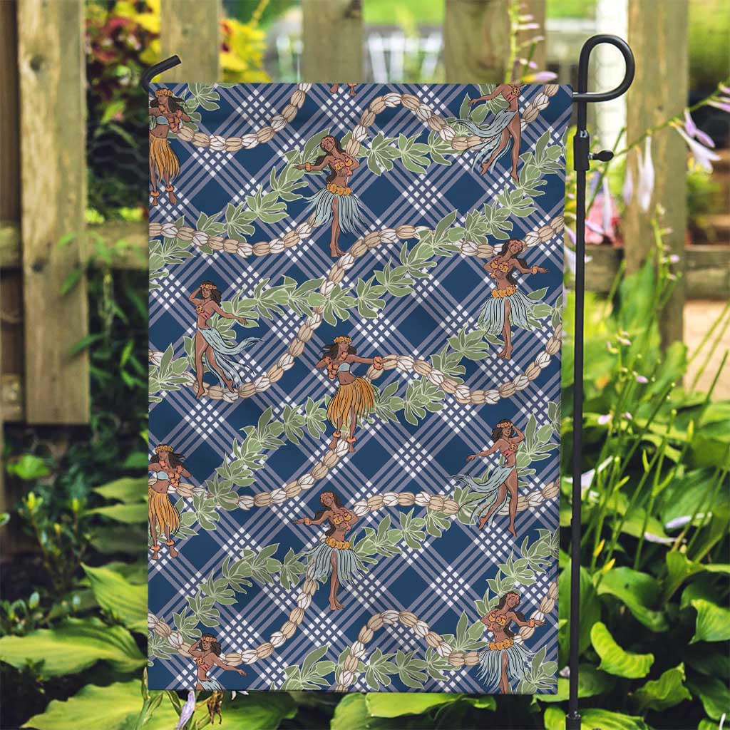 Navy Blue Palaka Hula Girls Seamless Hawaii Aloha Garden Flag LT7 Garden Flag Navy Blue - Polynesian Pride