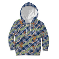 Navy Blue Palaka Hula Girls Seamless Hawaii Aloha Kid Hoodie LT7 Hoodie Navy Blue - Polynesian Pride