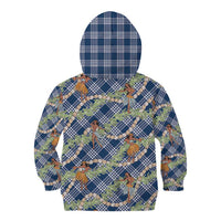 Navy Blue Palaka Hula Girls Seamless Hawaii Aloha Kid Hoodie LT7 - Polynesian Pride