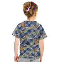 Navy Blue Palaka Hula Girls Seamless Hawaii Aloha Kid T Shirt - Polynesian Pride