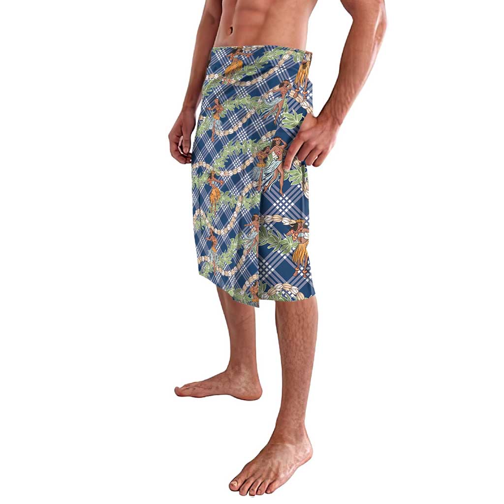Navy Blue Palaka Hula Girls Seamless Hawaii Aloha Lavalava - Polynesian Pride