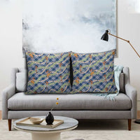 Navy Blue Palaka Hula Girls Seamless Hawaii Aloha Pillow Cover - Polynesian Pride