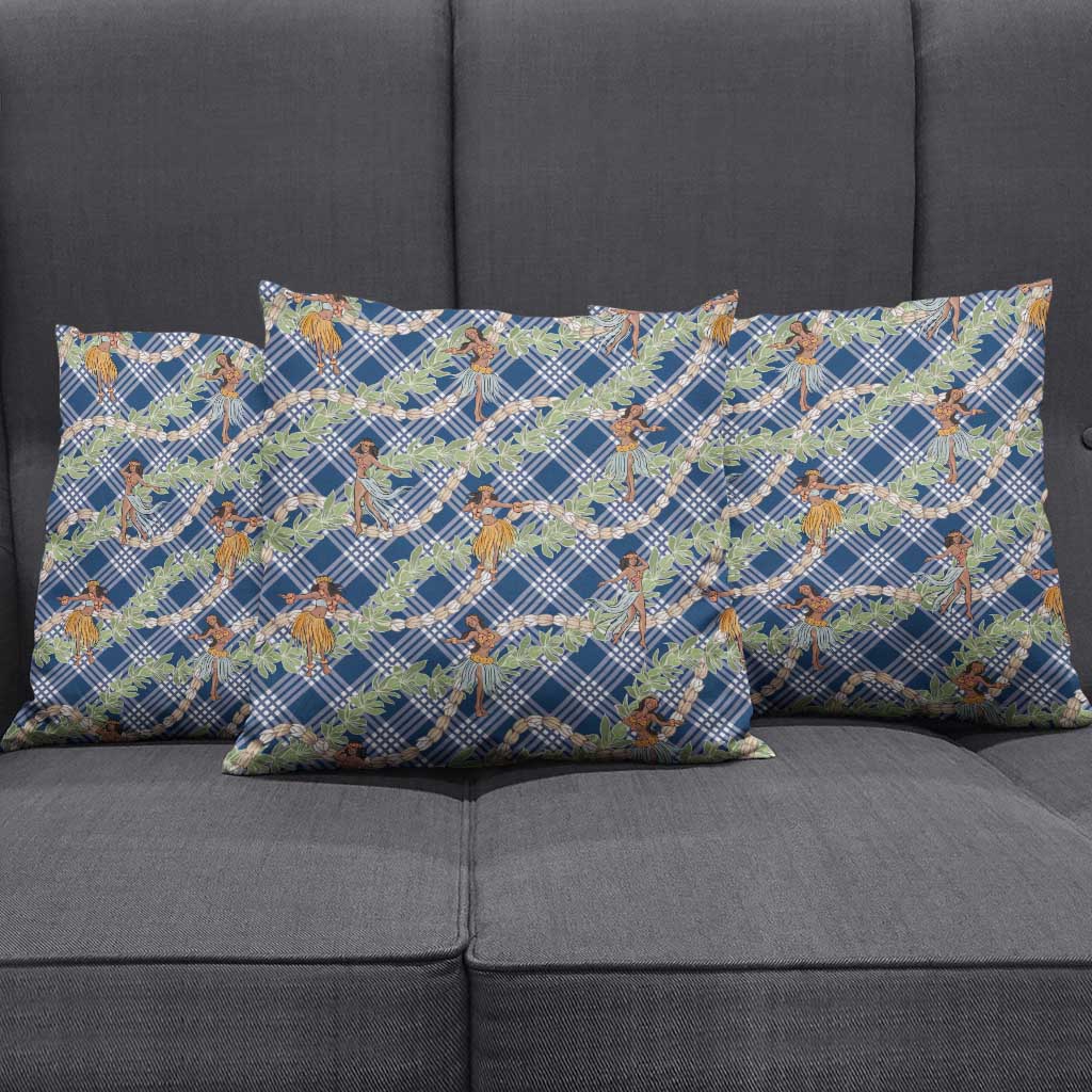 Navy Blue Palaka Hula Girls Seamless Hawaii Aloha Pillow Cover - Polynesian Pride