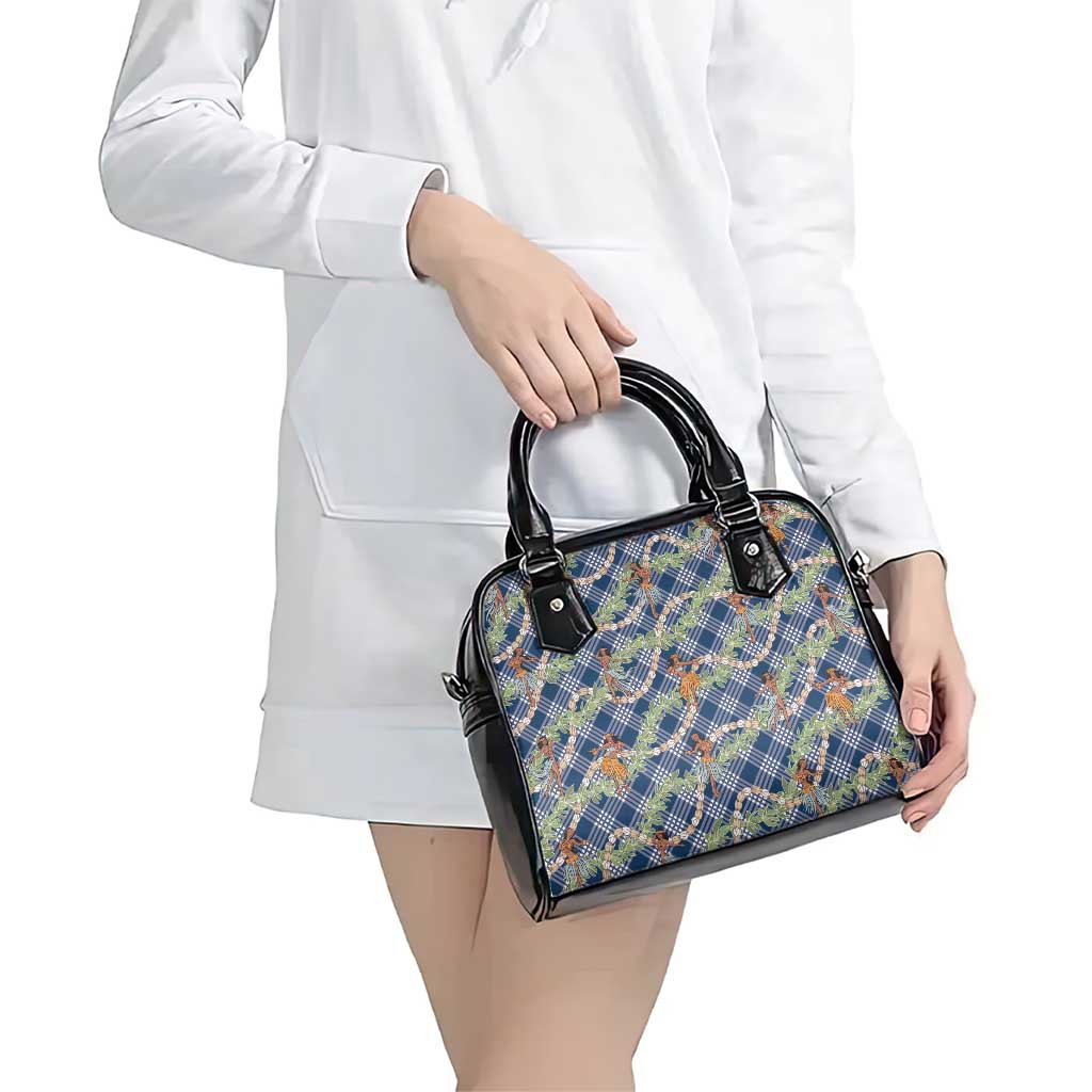 Navy Blue Palaka Hula Girls Seamless Hawaii Aloha Shoulder Handbag - Polynesian Pride