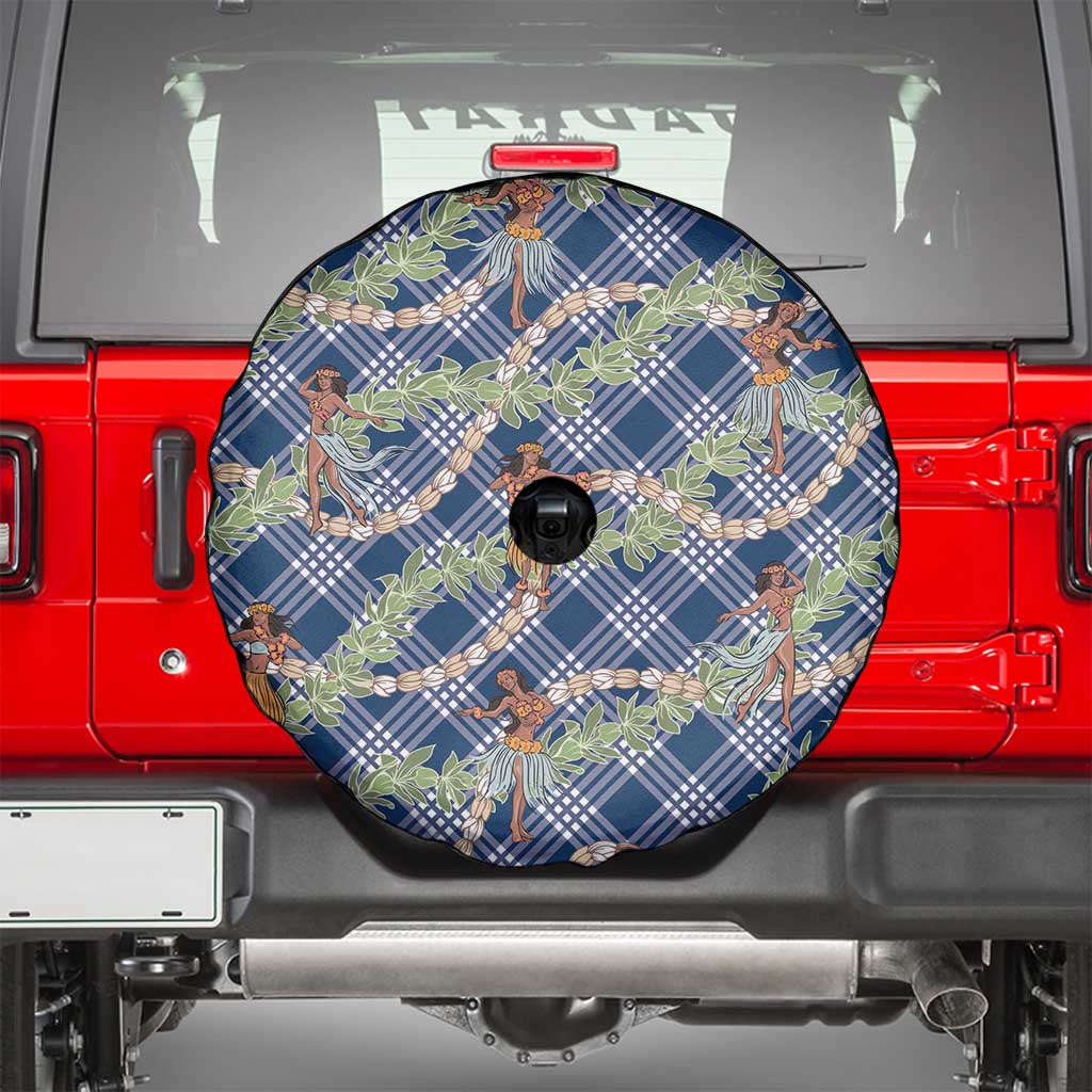 Navy Blue Palaka Hula Girls Seamless Hawaii Aloha Spare Tire Cover LT7 - Polynesian Pride