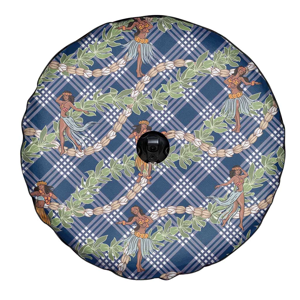 Navy Blue Palaka Hula Girls Seamless Hawaii Aloha Spare Tire Cover LT7 - Polynesian Pride