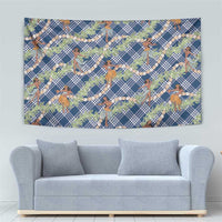 Navy Blue Palaka Hula Girls Seamless Hawaii Aloha Tapestry - Polynesian Pride
