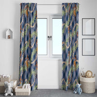 Navy Blue Palaka Hula Girls Seamless Hawaii Aloha Window Curtain - Polynesian Pride