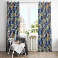 Navy Blue Palaka Hula Girls Seamless Hawaii Aloha Window Curtain - Polynesian Pride