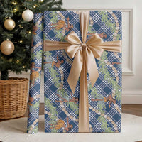 Navy Blue Palaka Hula Girls Seamless Hawaii Aloha Wrapping Paper
