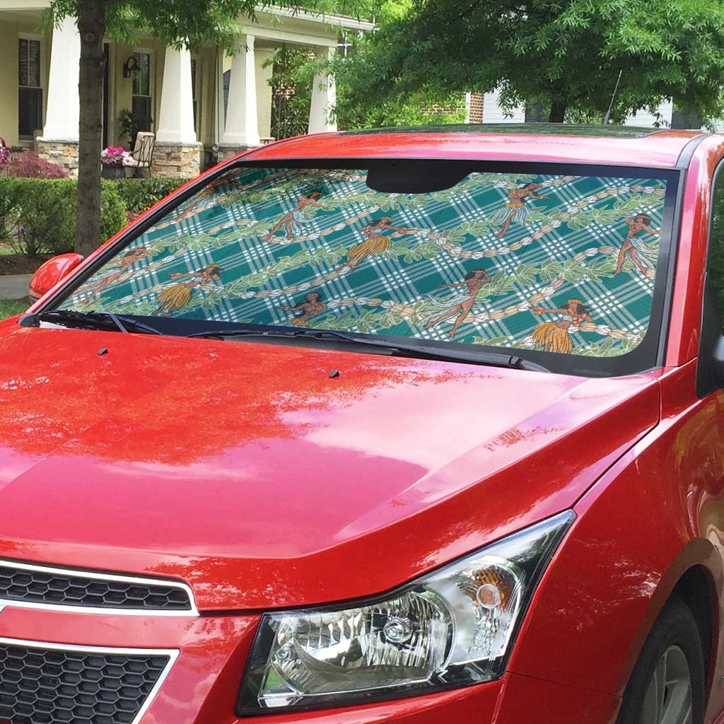 Teal Palaka Hula Girls Seamless Hawaii Aloha Auto Sun Shade - Polynesian Pride